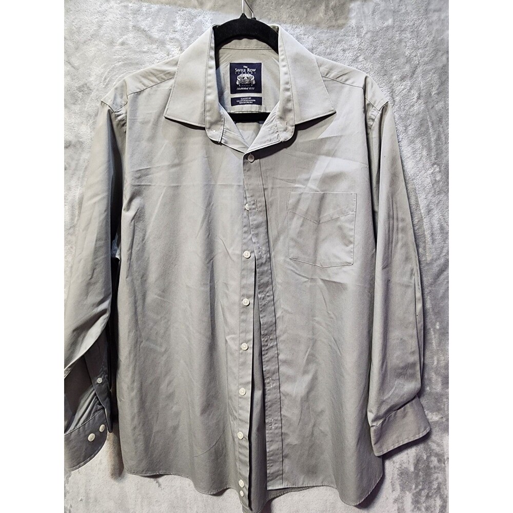 The Savile Row Co Mens Dress Shirt Classic Fit L* Gray Work Formal